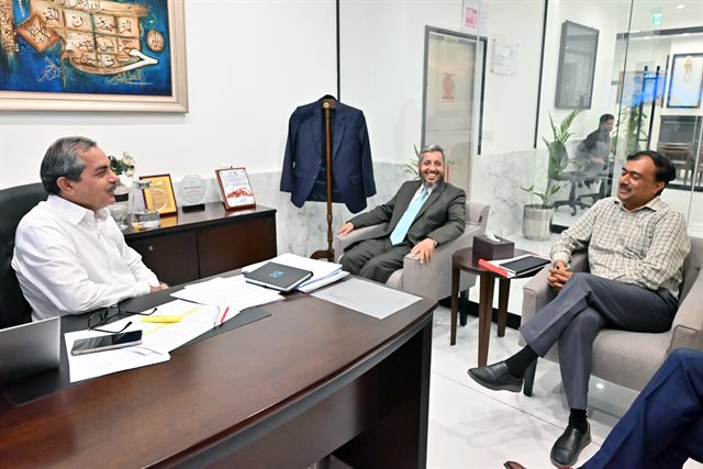 A meeting in the office during the visit to the hospital network
