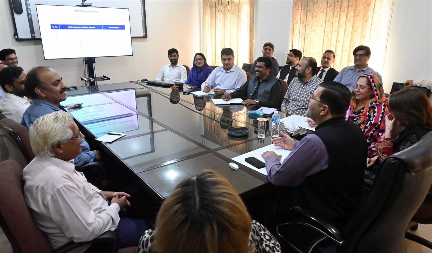 The meeting of academic Heads of Department, with the HEC ranking criteria on screen