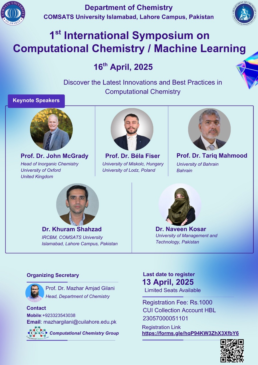 1st International Symposium on Computational Chemistry/Machine Learning