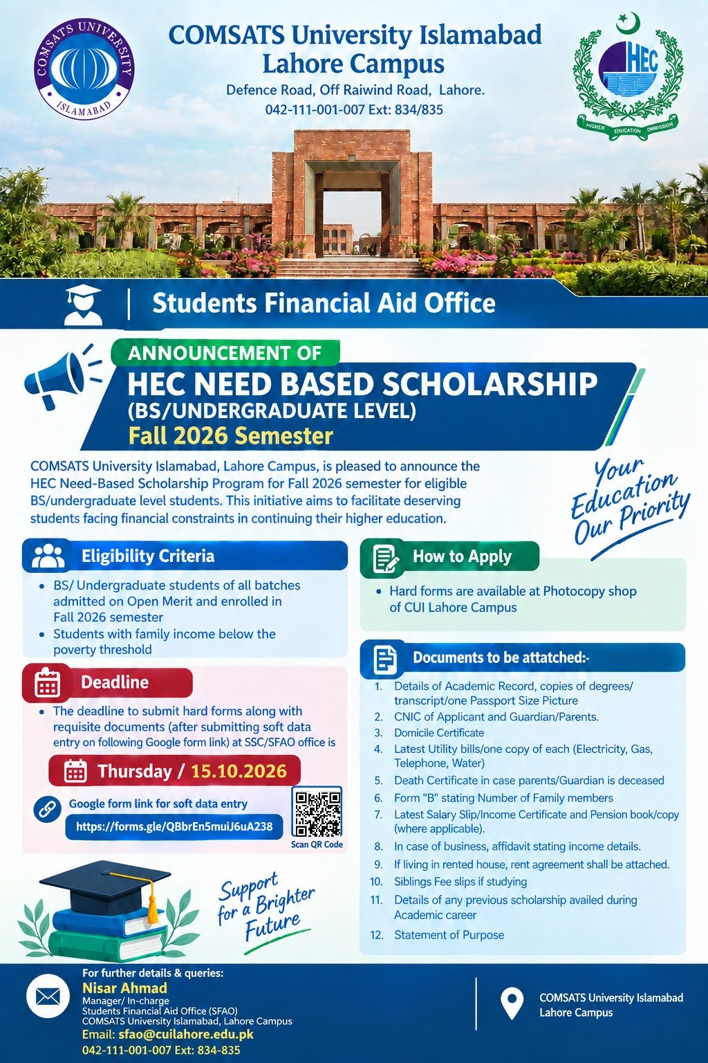 HEC Need-Based Scholarship, Fall 2026 – Applications Open
