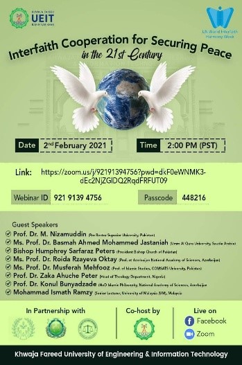 Dr. Musferah Mehfooz Delivered a Lecture on “Interfaith Cooperation” at a Webinar