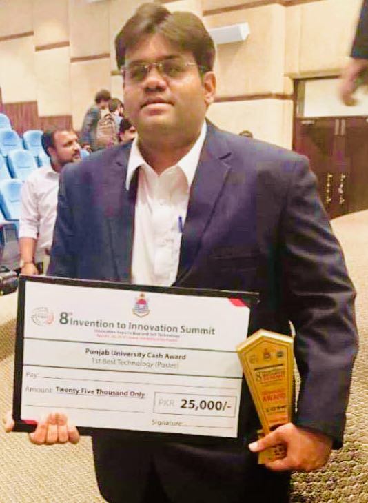 1st prize in 8th Invention to Innovation Summit, Punjab University