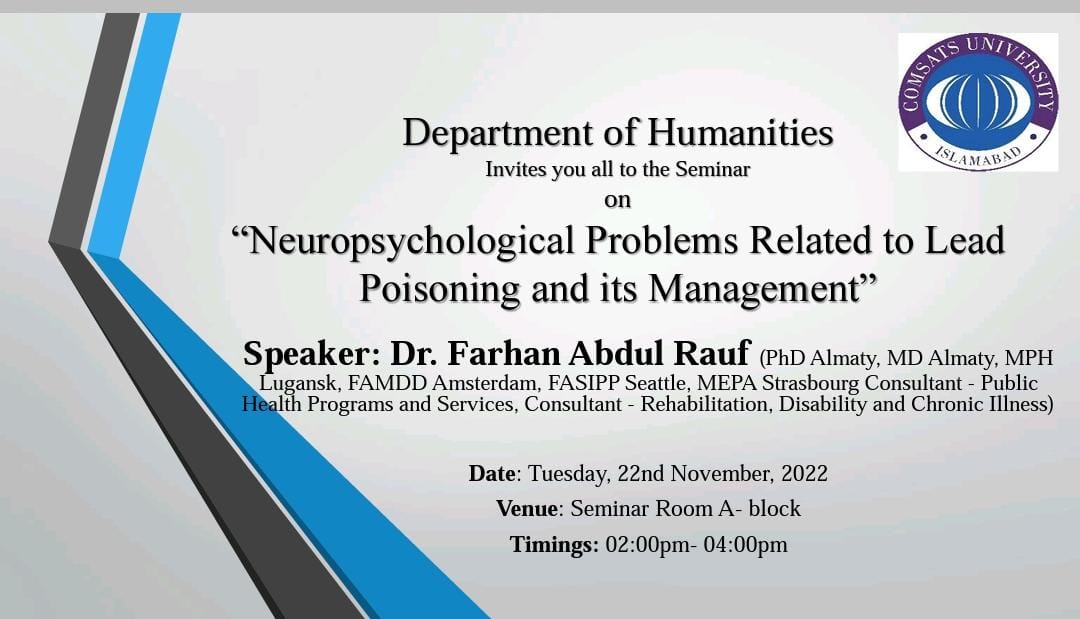 Seminar on Neuropsychological Problems Related to Lead Poisoning and its Management