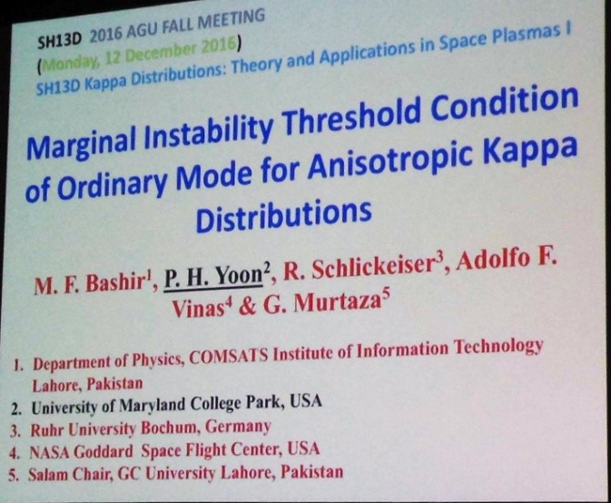 Dr. Muhammad Fraz Bashir Presents Research at American Geophysical Union Fall Meeting, San Francisco