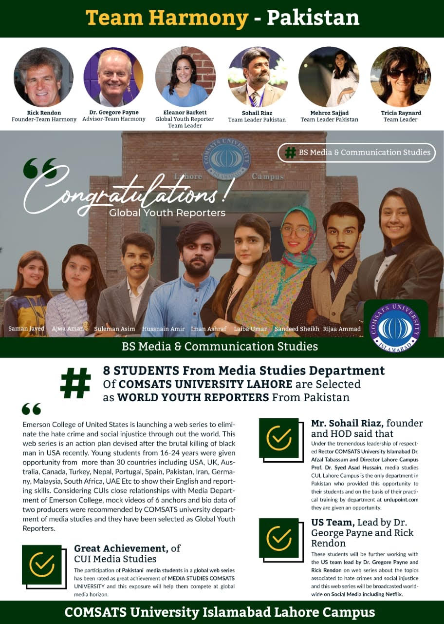 8 Media Studies Students Selected as World Youth Reporters from Pakistan