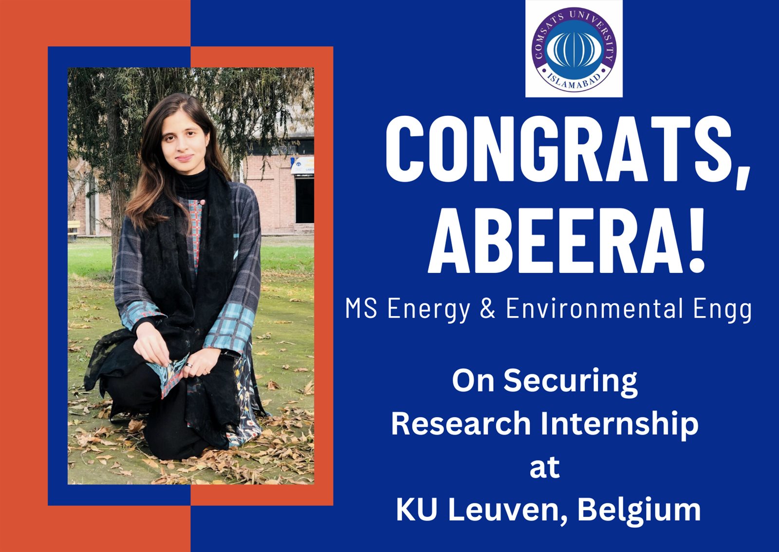 MS Energy & Environmental Engineering Student Secures Research Internship at KU Leuven, Belgium