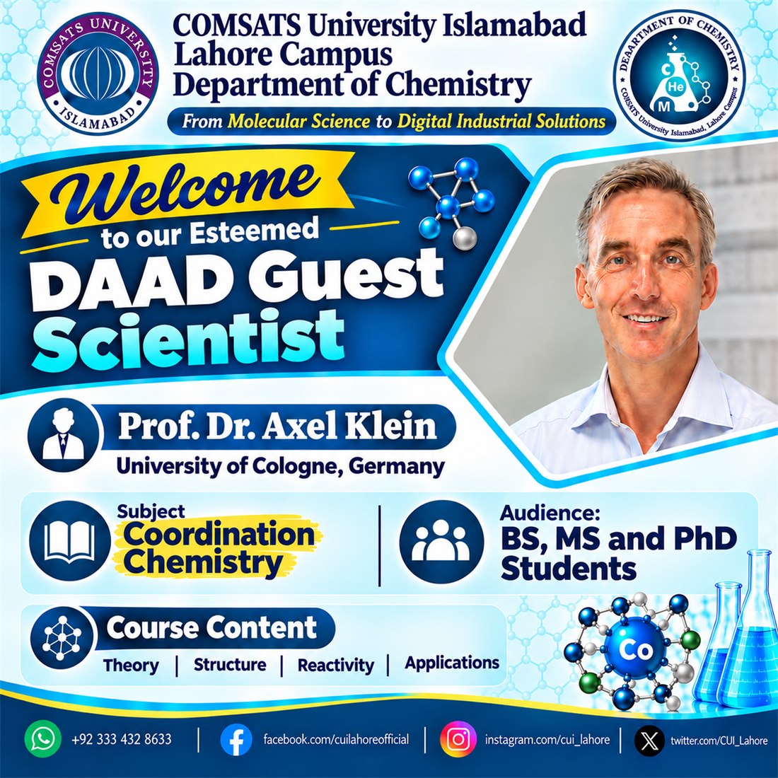 Welcome to our DAAD Guest Scientist, Prof. Dr. Axel Klein