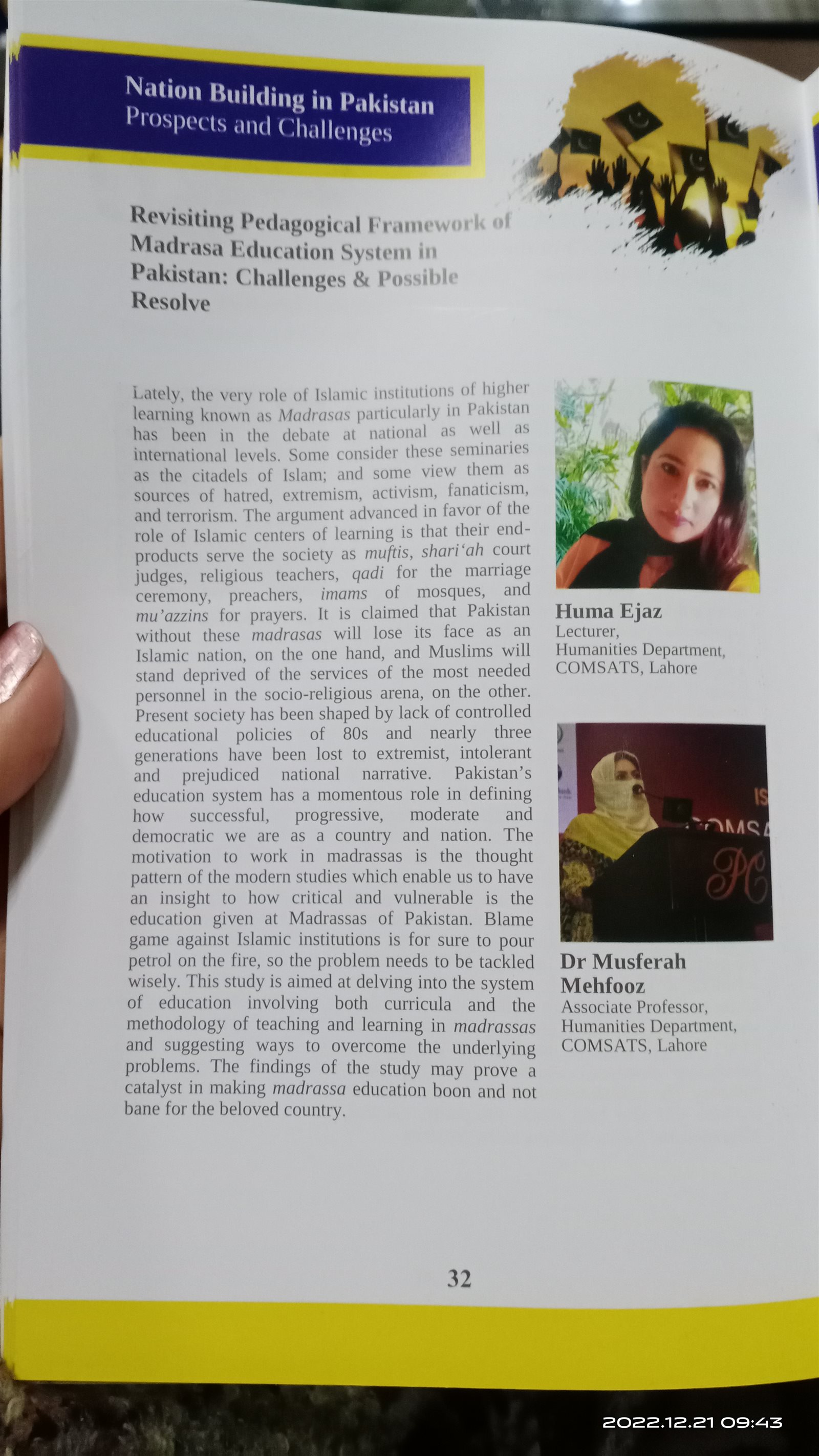 Dr. Musferah Mehfooz and Ms. Huma Ejaz Presented their Paper on Madrassa Education System at IIU Conference
