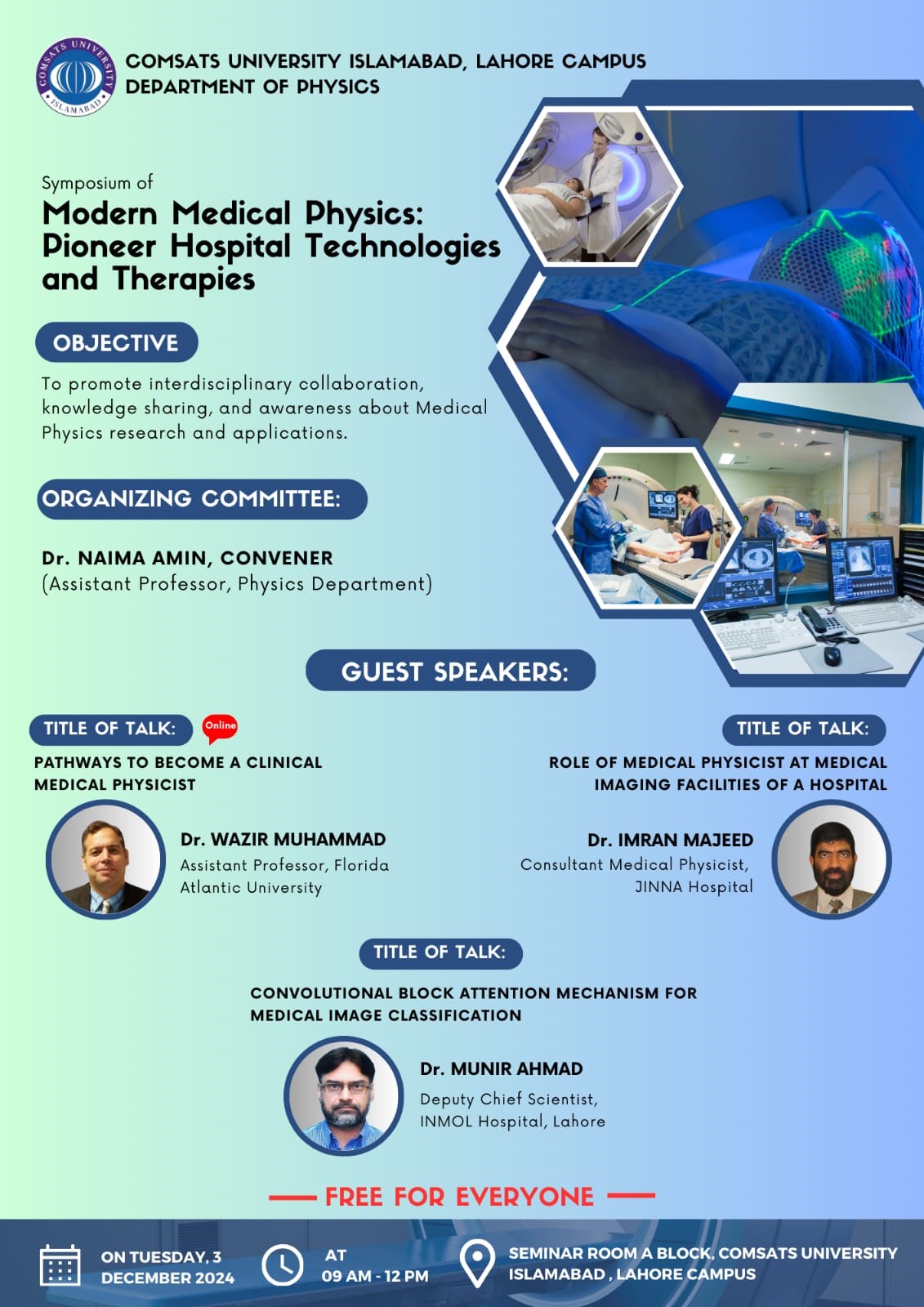 Symposium on Modern Medical Physics: Pioneer Hospital Technologies and Therapies