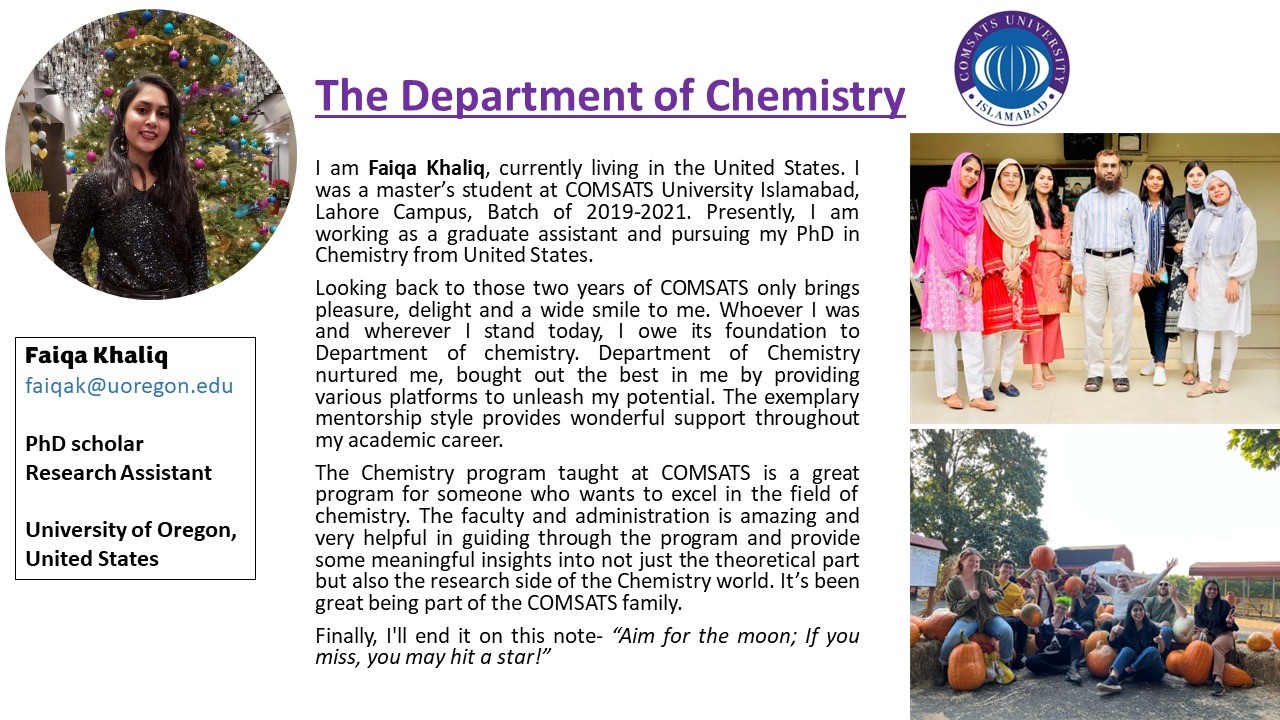 Our Alumni-Our Pride: A Success Story - Faiqa Khaliq