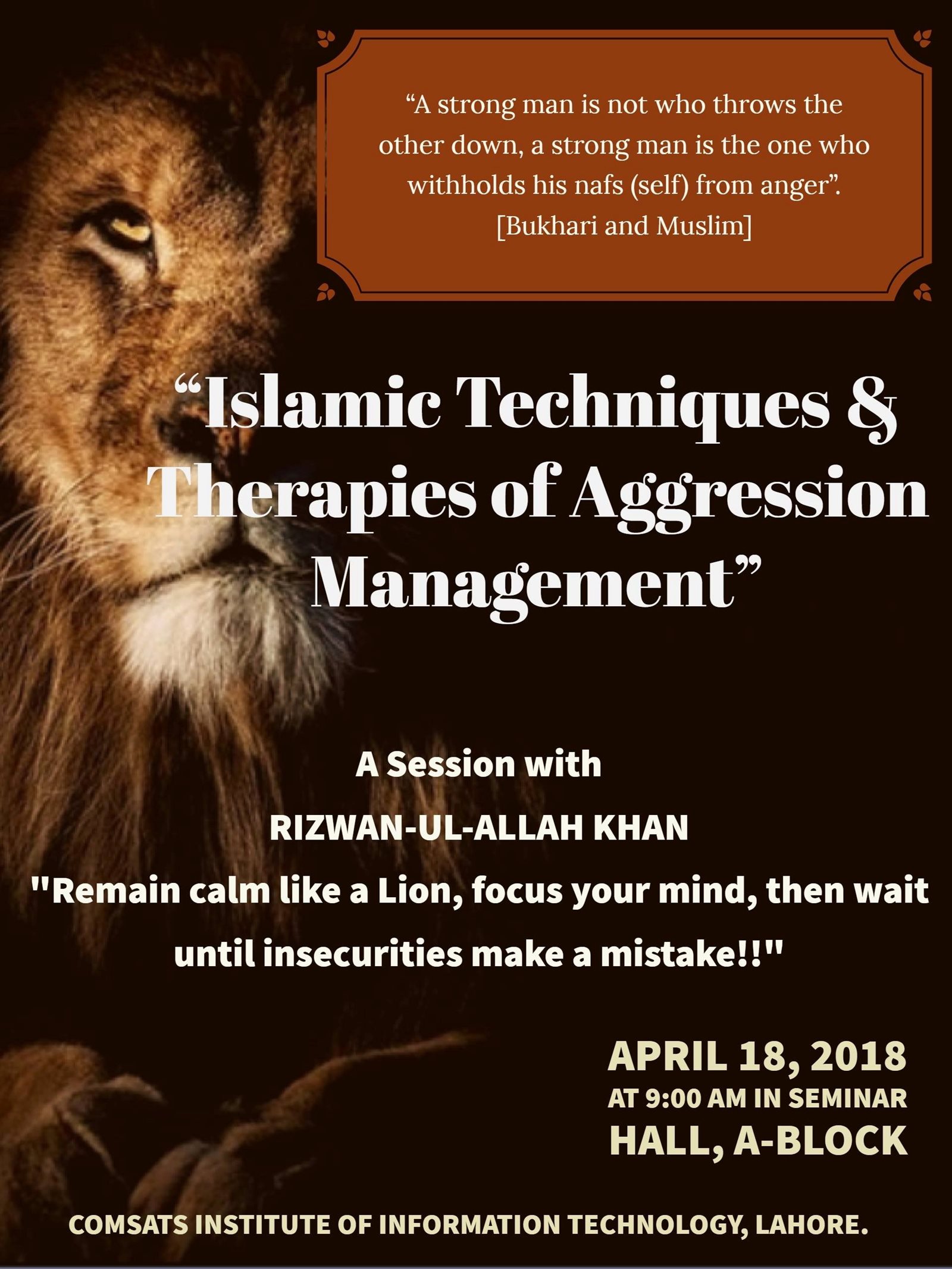 One-Day Workshop on Islamic Techniques and Therapies of Aggression Management