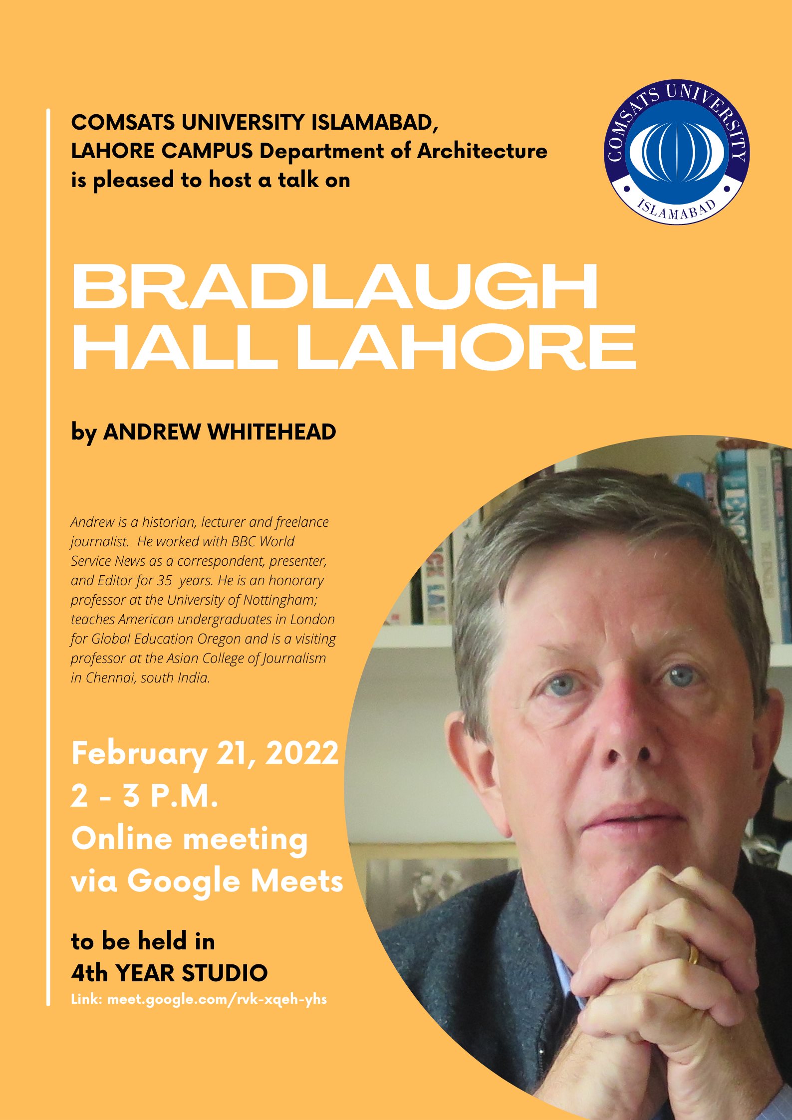 Webinar on The History of Bradlaugh Hall Lahore