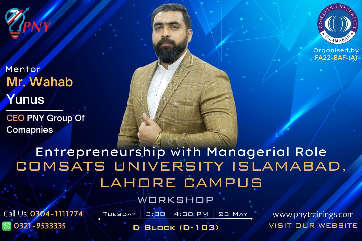Seminar: Entrepreneurship with Managerial Role by Wahab Yunus (CEO PNY Group of Companies)