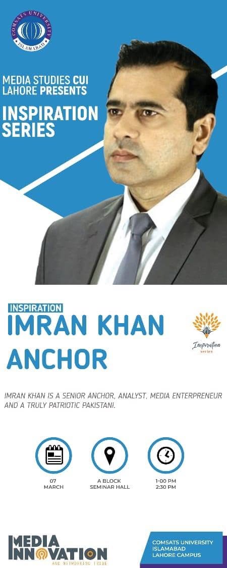 Inspiring Session by Anchor Imran Khan with Media Students