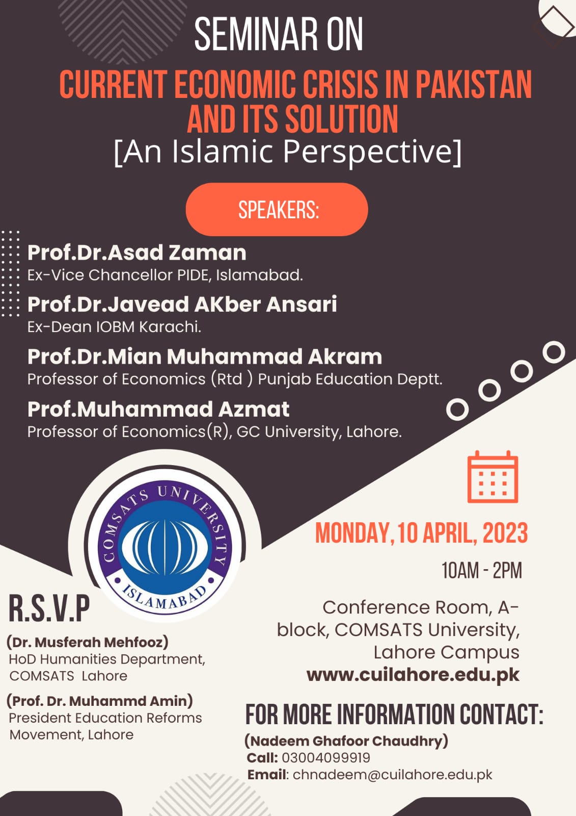 Seminar on Current Economic Crisis in Pakistan and its Solution